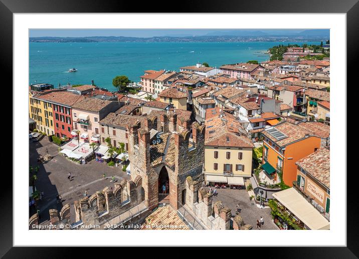 Sirmione Town and Lake Garda, Italy Framed Mounted Print by Chris Warham