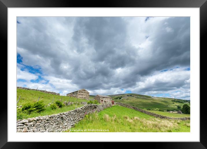 Swaledale Barns and cloudscape Framed Mounted Print by Chris Warham