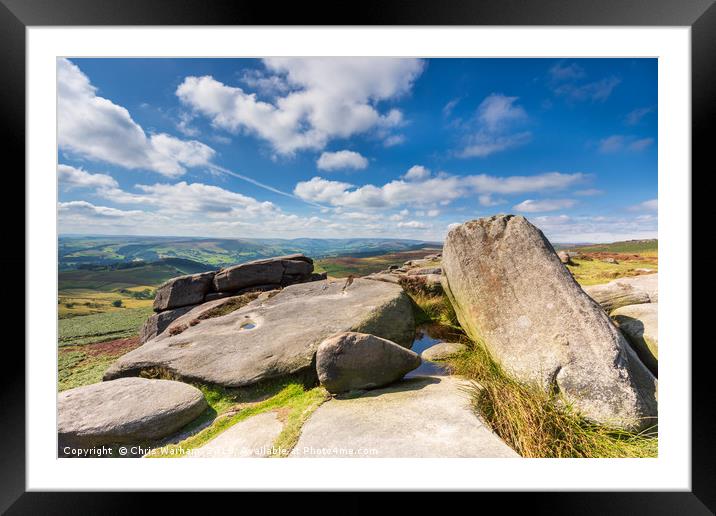 Millstone Edge Rocks - Peak District Framed Mounted Print by Chris Warham