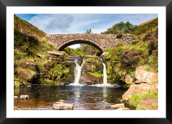 Three Shires Head waterfall - Derbyshire Framed Mounted Print by Chris Warham