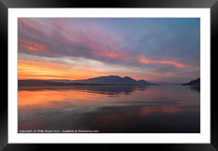 Pink Sky Skiddaw, Bassenthwaite, Lake District Framed Mounted Print by Philip Royal
