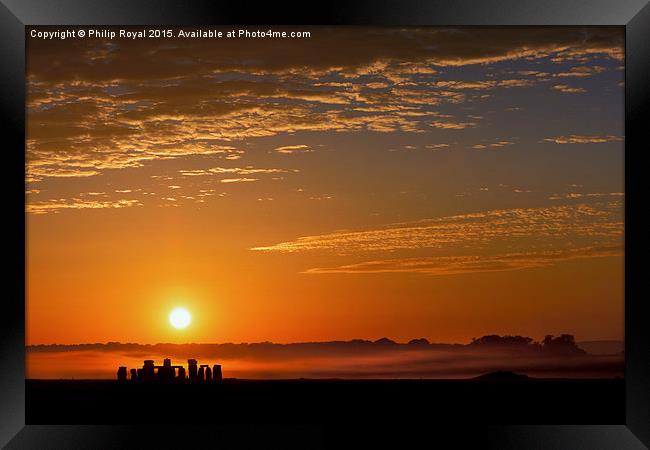 Dawn Mists at Stonehenge, Wiltshire Framed Print by Philip Royal