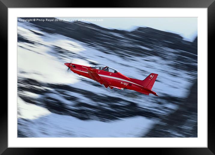 Red Rush in the Snow - Axalp Swiss AF PC21 Display Framed Mounted Print by Philip Royal