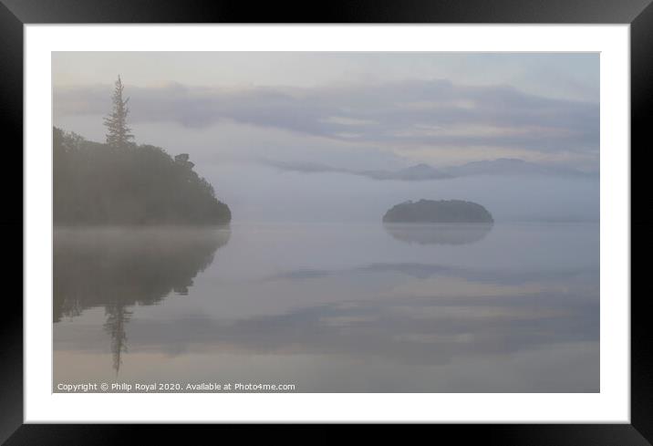 Islands in the Mist, Derwentwater, Lake District Framed Mounted Print by Philip Royal