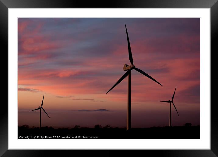 Wind Turbines and Criffel Mountain, Solway Coast Framed Mounted Print by Philip Royal