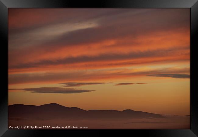 Lake District Loweswater Fells Orange Sunset Framed Print by Philip Royal