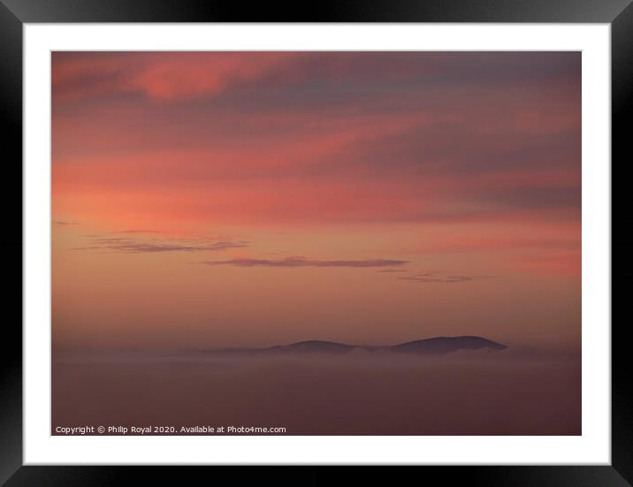 Pink Sunset Sky over Criffel, Dumfries Galloway Framed Mounted Print by Philip Royal
