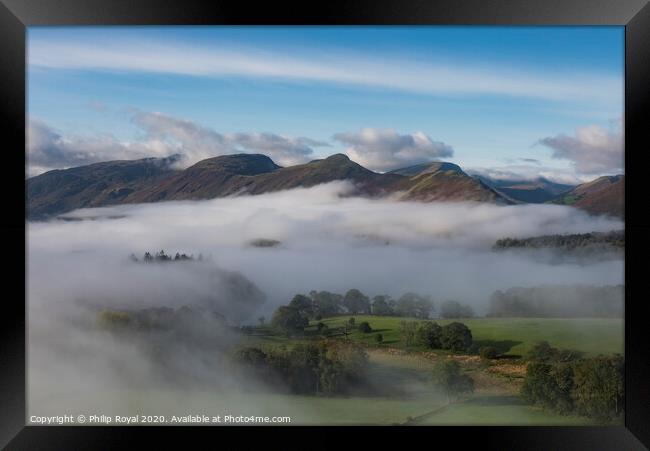 Catbells and Mist - Derwentwater, Lake District Framed Print by Philip Royal
