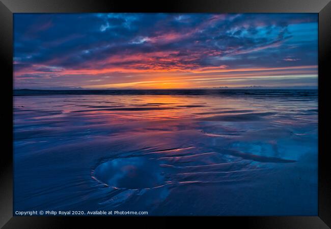 Sand Patterns and Sunset Reflections, Maryport Framed Print by Philip Royal