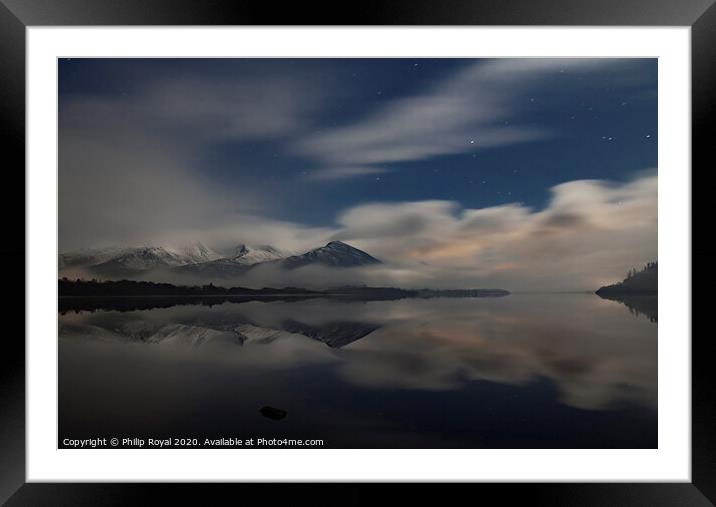 Night Mists and Snowy Skiddaw, Lake District UK Framed Mounted Print by Philip Royal