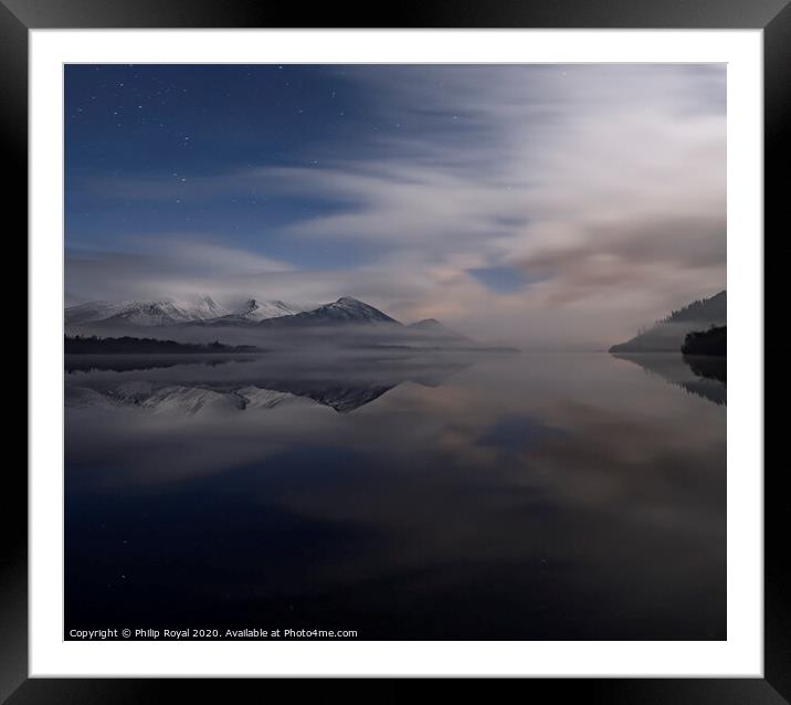 Night Mists around Skiddaw, Lake District (square) Framed Mounted Print by Philip Royal