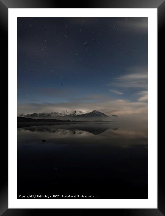Night Mists around Snowy Skiddaw, Lake District Framed Mounted Print by Philip Royal