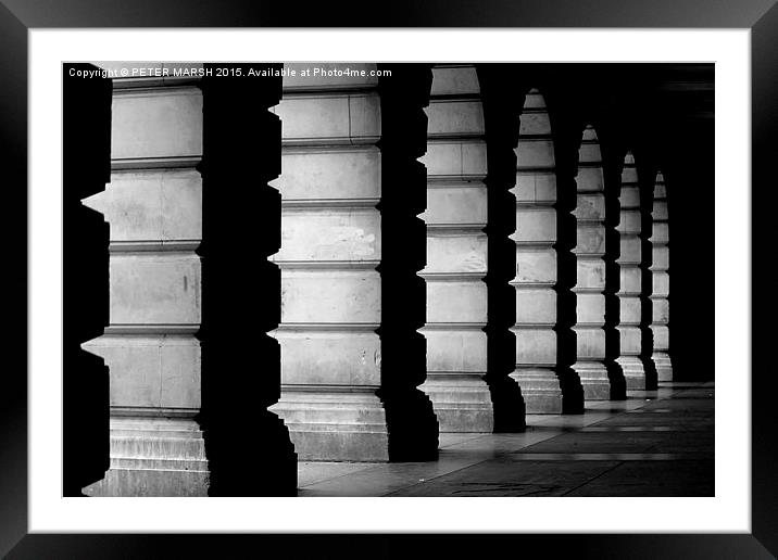 Columns in shadow Framed Mounted Print by PETER MARSH