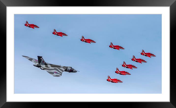 Vulcan Reds Flypast RIAT 2015 Saturday Framed Mounted Print by martin davenport