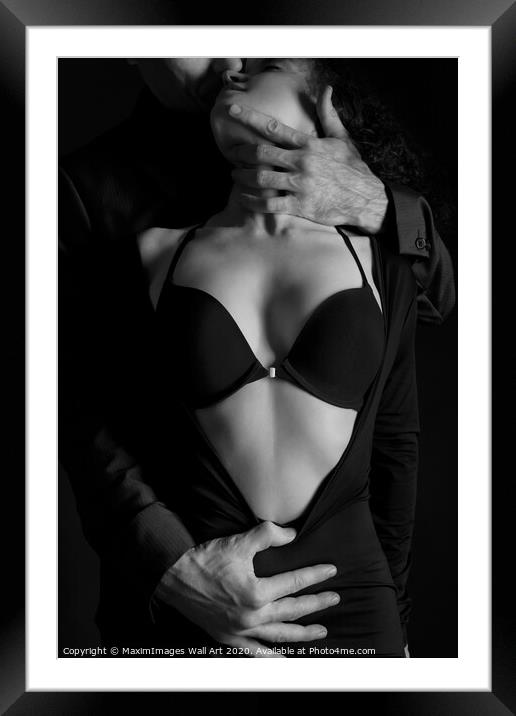 Wall Art print MXI28489: Beautiful sensual portrait of a couple Black and white Framed Mounted Print by MaximImages Wall Art