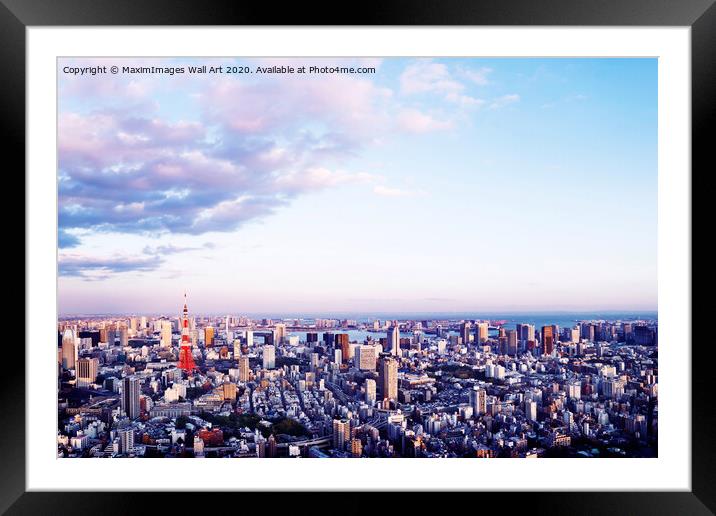 MXI29899 Tokyo tower in aerial scenery of Tokyo city Japan Framed Mounted Print by MaximImages Wall Art