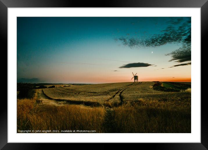 The windmill at dusk Framed Mounted Print by john english
