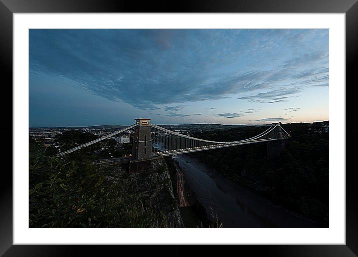 Clifton Suspension bridge at night Framed Mounted Print by john english