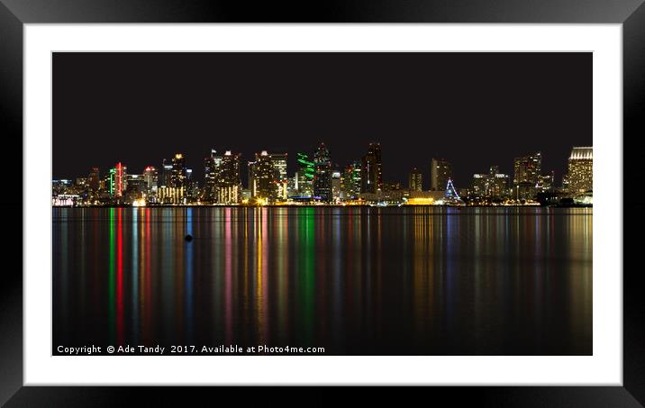 San Diego Skyline Framed Mounted Print by Ade Tandy
