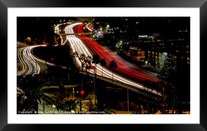 Hollywood Freeway Trails Framed Mounted Print by Ade Tandy