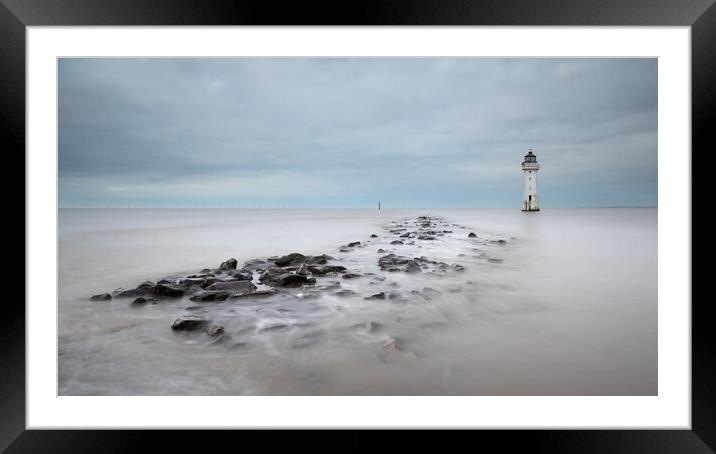 New Brighton Lighthouse At High Tide Framed Mounted Print by Phil Durkin DPAGB BPE4