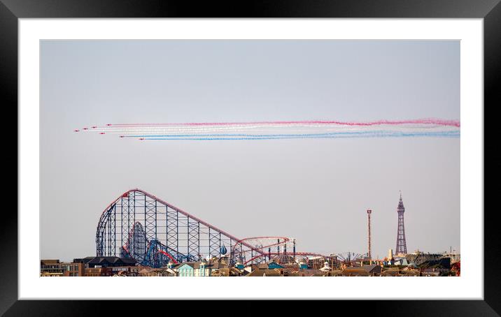 Red Arrows Over Blackpool Framed Mounted Print by Phil Durkin DPAGB BPE4