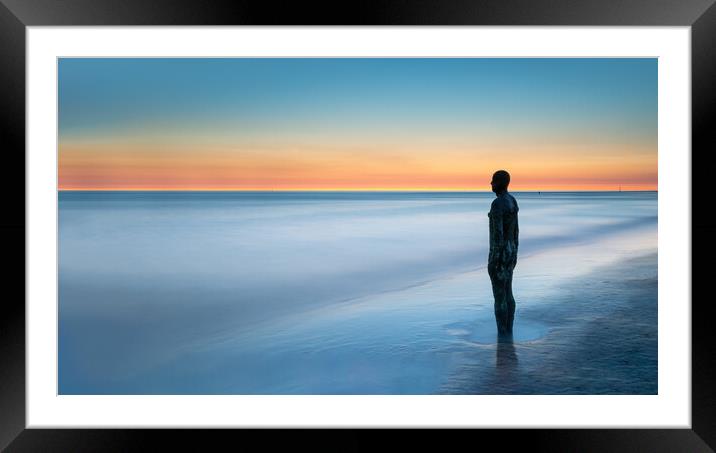 Crosby Statue At Sunset Framed Mounted Print by Phil Durkin DPAGB BPE4