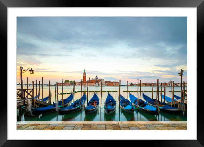 Venice Gondolas Framed Mounted Print by Phil Durkin DPAGB BPE4