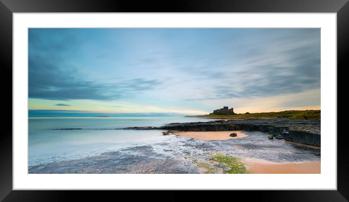 Bamburgh Castle Evening Scene Framed Mounted Print by Phil Durkin DPAGB BPE4