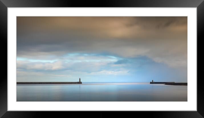 Two Tynemouth Lighthouses Framed Mounted Print by Phil Durkin DPAGB BPE4