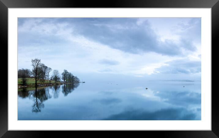 Lake Windermere In The Mist Framed Mounted Print by Phil Durkin DPAGB BPE4