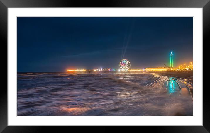 Blackpool At Night Framed Mounted Print by Phil Durkin DPAGB BPE4