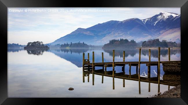 Ashness Landing Pier Derwentwater Framed Print by Phil Durkin DPAGB BPE4