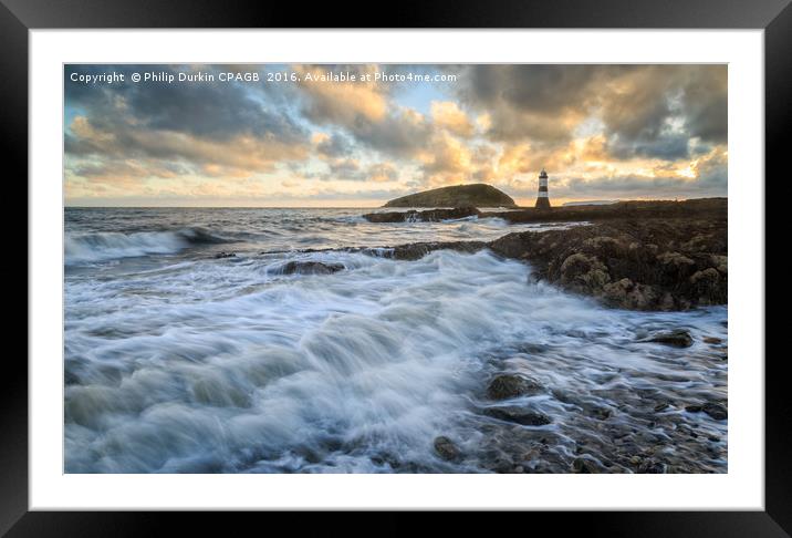 Penmon Lighthouse with Puffin Island Anglesey Framed Mounted Print by Phil Durkin DPAGB BPE4