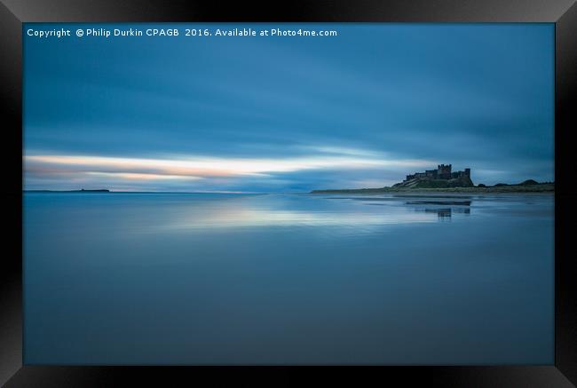 Bamburgh Castle At Dusk Framed Print by Phil Durkin DPAGB BPE4