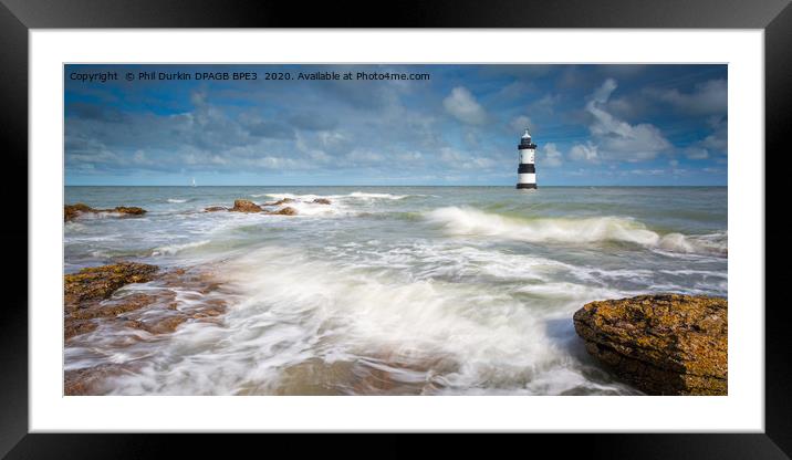 Penmon Lighthouse Anglesey Framed Mounted Print by Phil Durkin DPAGB BPE4