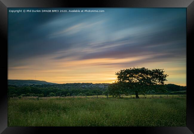 Bradshaw and Harwood Sunset with Winter Hill Framed Print by Phil Durkin DPAGB BPE4