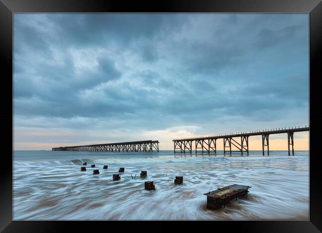 Dramatic sky And Sea At Steetley Pier Framed Print by Phil Durkin DPAGB BPE4