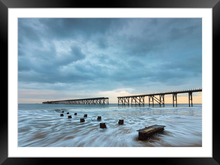 Dramatic sky And Sea At Steetley Pier Framed Mounted Print by Phil Durkin DPAGB BPE4