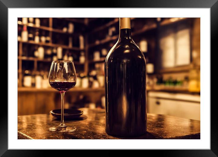 Wine Bottle and Glass Framed Mounted Print by Adam Kelly