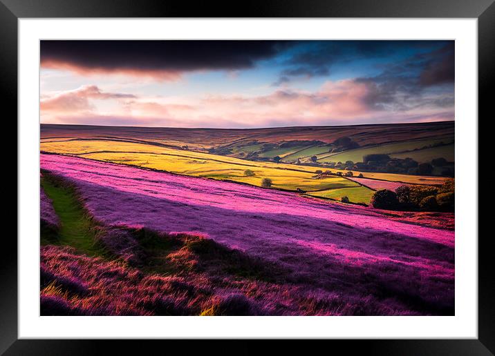 Purple Heather of The Yorkshire Dales Framed Mounted Print by Adam Kelly