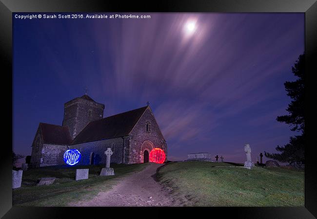 Light Painting at St. Martha's Church, Guildford Framed Print by Sarah Scott