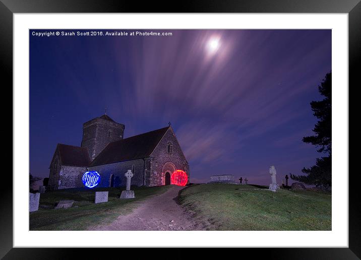  Light Painting at St. Martha's Church, Guildford Framed Mounted Print by Sarah Scott