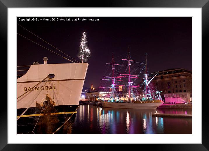  Bristol Harbourside Ships at Night Framed Mounted Print by Gary Morris