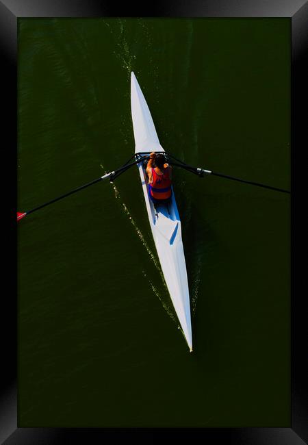 People rowing in Guadalquivir River in Seville Framed Print by Jose Manuel Espigares Garc