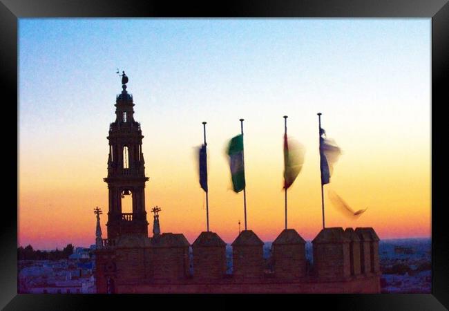 Carmona at dusk from the Castle «Gate of Seville» Framed Print by Jose Manuel Espigares Garc