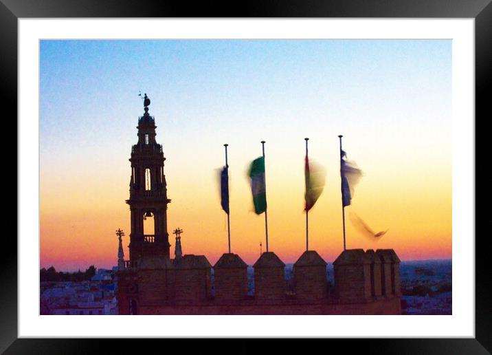 Carmona at dusk from the Castle «Gate of Seville» Framed Mounted Print by Jose Manuel Espigares Garc