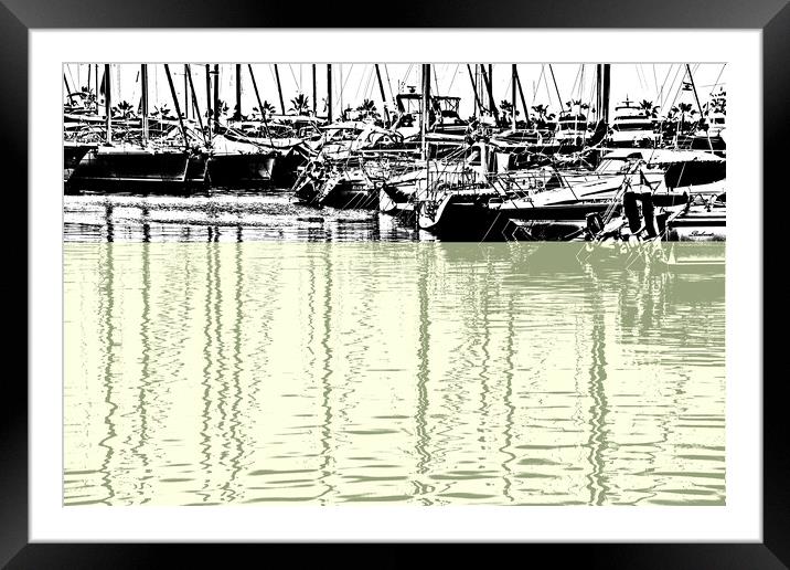 Sport harbour (Aguadulce Marina) near Roquetas Framed Mounted Print by Jose Manuel Espigares Garc