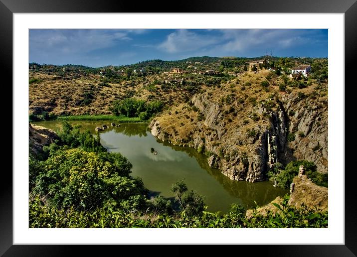The River Tagus in Toledo Framed Mounted Print by Jose Manuel Espigares Garc
