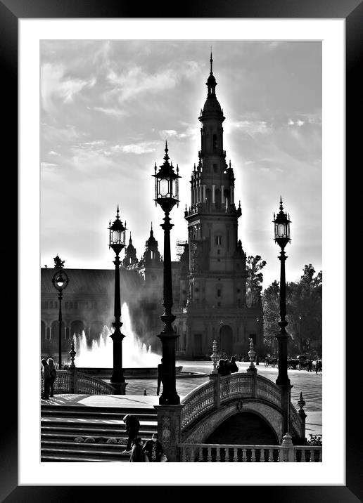 The Square of Spain, in Seville. Seville traditional architecture 1 Framed Mounted Print by Jose Manuel Espigares Garc